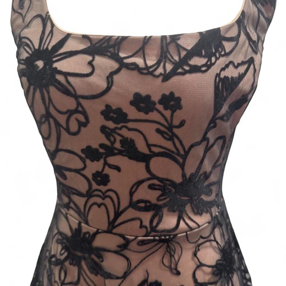 Taylor Black Velvet Lace Sheer Overlay Formal Dress Whimsygoth Women 2